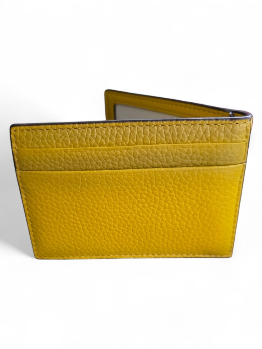 Michael Kors Men's Honey-Yellow Leather Bi-Fold Card Wallet - Picture 2 of 4